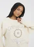 Brave Soul Cream Crew Neck Graphic Print Sweatshirt - Small Image 3