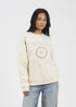 Brave Soul Cream Crew Neck Graphic Print Sweatshirt - Small Image 1