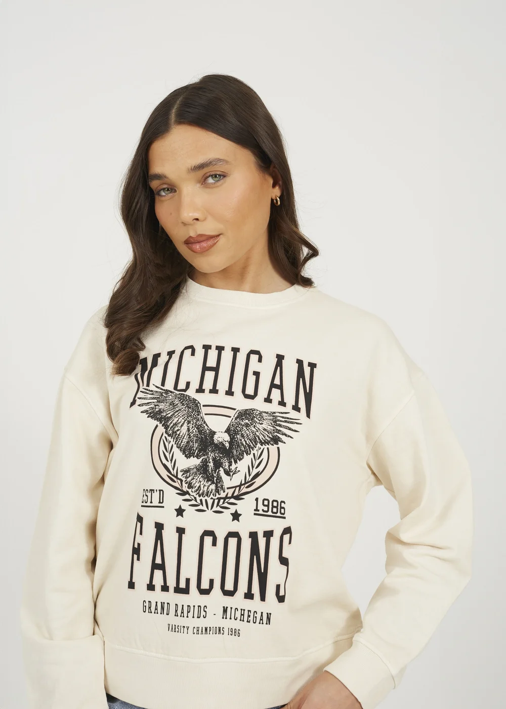 Brave Soul Beige Acid Wash Graphic Print Sweatshirt - XS Image 3