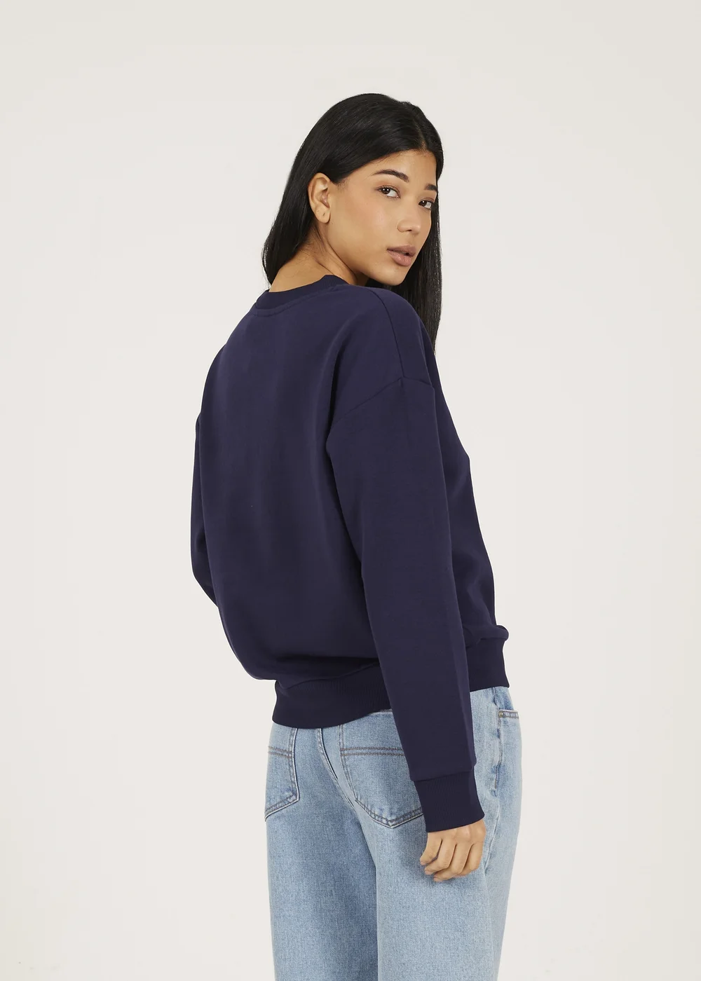 Brave Soul Navy Crew Neck Embroidered Sweatshirt - Medium Image 2