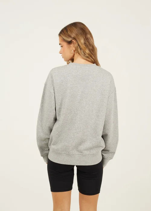 Brave Soul Grey Crew Neck Embroidered Sweatshirt - Large Image 2