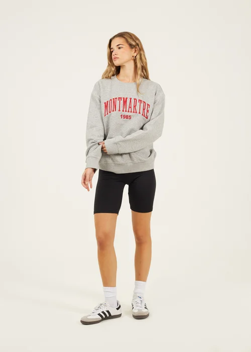 Brave Soul Grey Crew Neck Embroidered Sweatshirt - Large Image 4