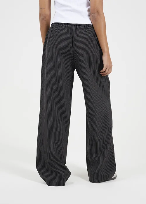 Brave Soul Black Stripe Straight Leg Suit Trousers - M Image 2