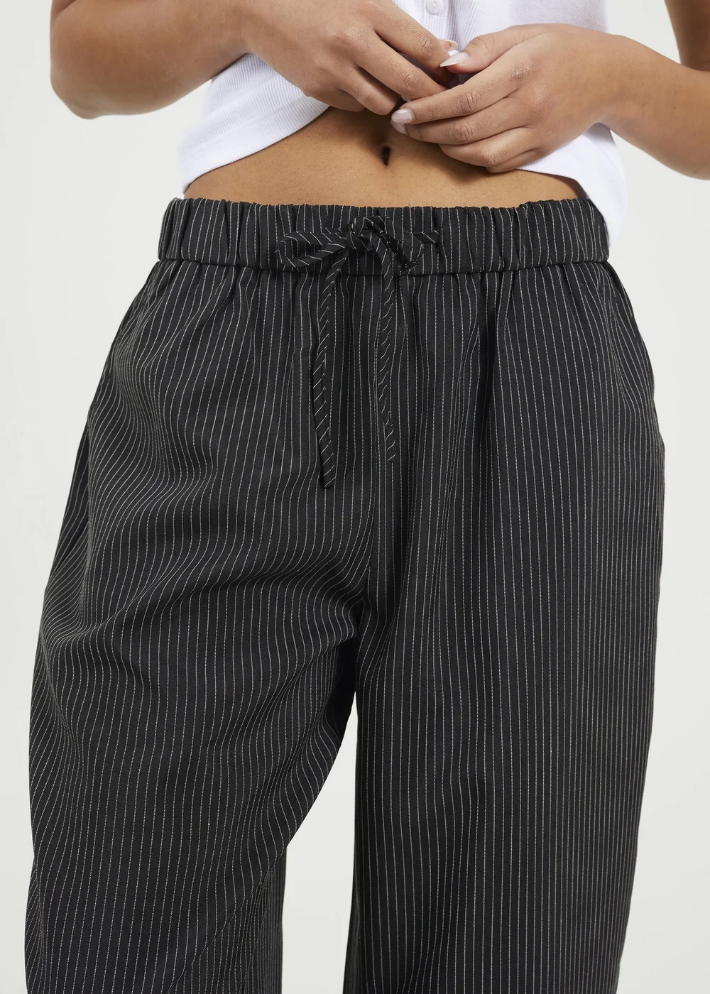 Brave Soul Black Stripe Straight Leg Suit Trousers - M Image 3