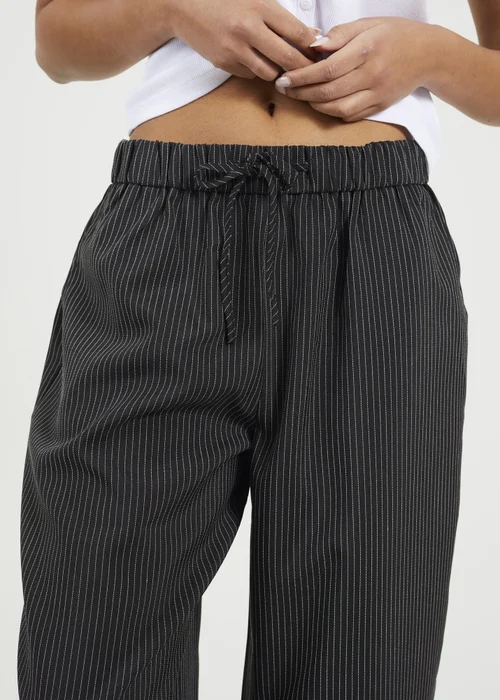 Brave Soul Black Stripe Straight Leg Suit Trousers - M Image 3