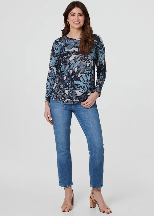 Izabel London Blue Abstract Print Long Sleeve Top - 16 Image 4