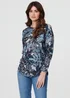 Izabel London Blue Abstract Print Long Sleeve Top - 16 Image 1
