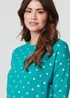 Izabel London Green Polka Dot Print Relaxed Long Sleeve Top - 8 Image 3
