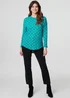 Izabel London Green Polka Dot Print Relaxed Long Sleeve Top - 8 Image 4