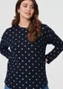 Izabel London Navy Polka Dot Print Relaxed Long Sleeve Top - 10 Image 3