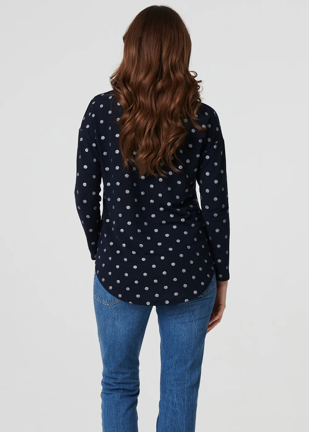 Izabel London Navy Polka Dot Print Relaxed Long Sleeve Top - 10 Image 2