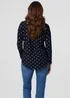 Izabel London Navy Polka Dot Print Relaxed Long Sleeve Top - 10 Image 2