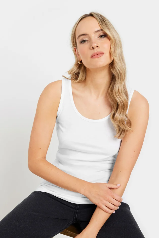 Long Tall Sally 2 Pack Black & White Vest Tops