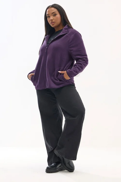 Yours Curve Purple Fleece Jacket - 26-28 Image 2