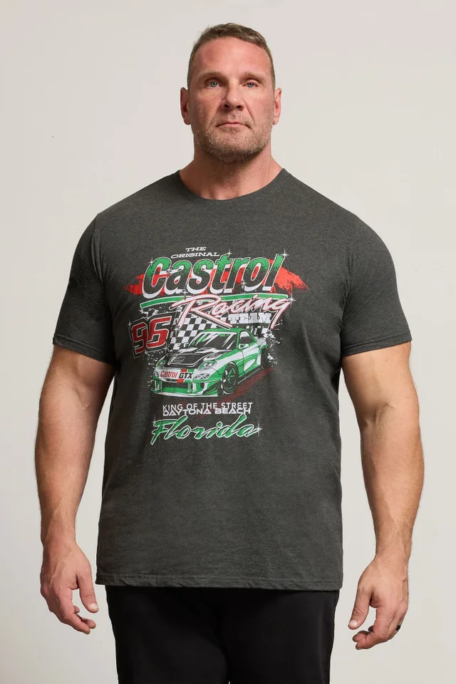 BadRhino Charcoal Grey Printed 'Castrol' T-Shirt