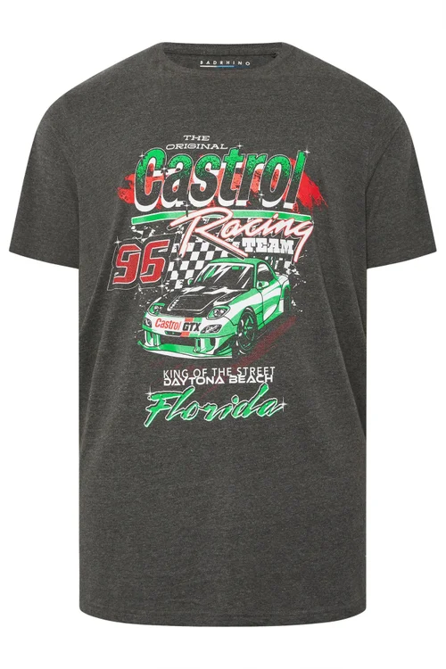 BadRhino Charcoal Grey Printed 'Castrol' T-Shirt - XXL Image 3