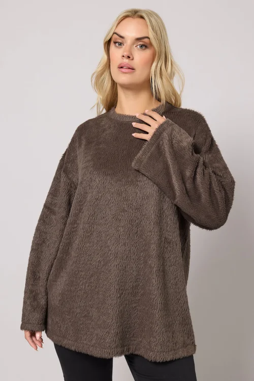 Yours Curve Brown Fluffy Knit Jumper - Size 20 Image 2