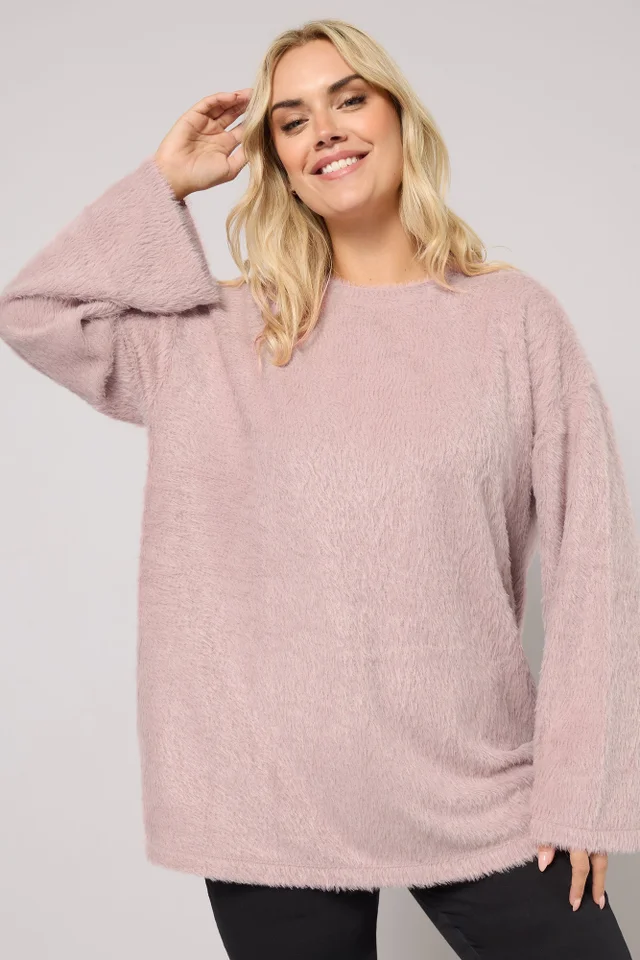 Yours Curve Pink Fluffy Knit Jumper
