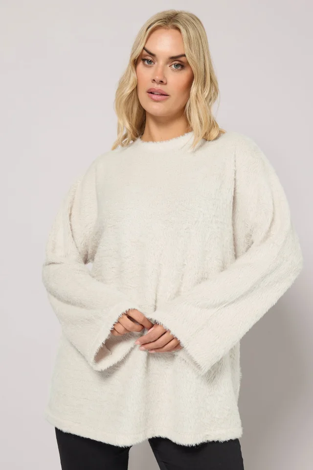 Yours Curve Cream Fluffy Knit Jumper