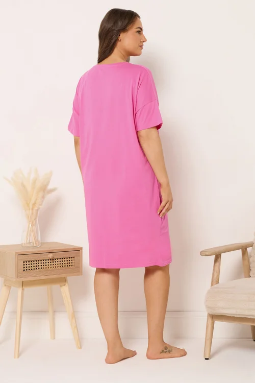 Yours Curve Pink 'Mon Cheri' Sleep Tee Nightdress - Size 26-28 Image 3