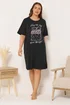 Yours Curve Black 'Sleep All Day' Sleep Tee Nightdress - Size 30-32 Image 1