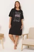 Yours Curve Black 'Sleep All Day' Sleep Tee Nightdress - Size 30-32 Image 2