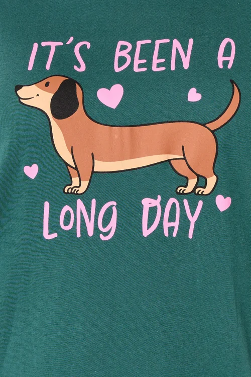 Yours Curve Green Dipped Back 'It's Been a Long Day' Nightdress - Size 34-36 Image 4