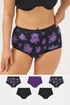 Yours 5 Pack Curve Purple Floral Full Briefs - 22-24 Image 1