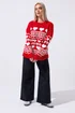 Yours Limited Curve Red Fairisle Heart Knitted Jumper - Size 14-16 Image 2