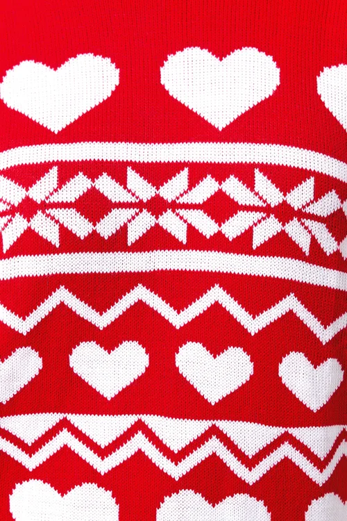 Yours Limited Curve Red Fairisle Heart Knitted Jumper - Size 14-16 Image 4