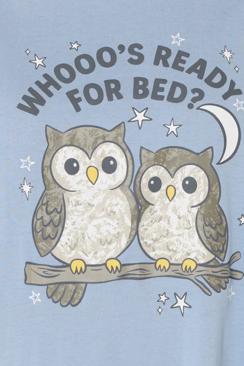 Yours Curve Blue 'Whooo's Ready For Bed?' Owl Print Maxi Nightdress - Size 18-20 Image 4
