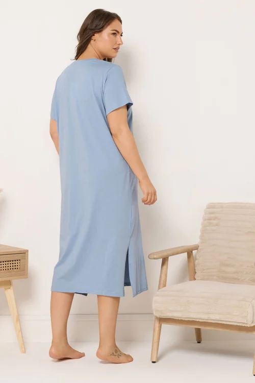 Yours Curve Blue 'Whooo's Ready For Bed?' Owl Print Maxi Nightdress - Size 18-20 Image 3