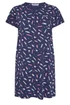 Yours Curve Navy Blue Sweet Print Placket Nightdress - Size 34-36 Image 5