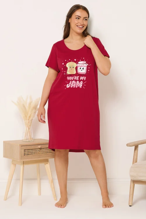 Yours Curve Red 'You're My Jam' Dipped Back Nightdress - Size 22-24 Image 2