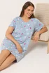 Yours Curve Blue Polar Bear Print Dipped Back Nightdress - Size 18-20 Image 2