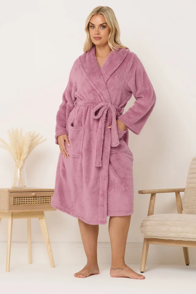 Yours Curve Pink Shawl Dressing Gown