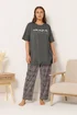 Yours Curve Grey 'Wake Me For The Weekend' Slogan Pyjama Top - Size 30-32 Image 4
