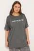 Yours Curve Grey 'Wake Me For The Weekend' Slogan Pyjama Top - Size 30-32 Image 3