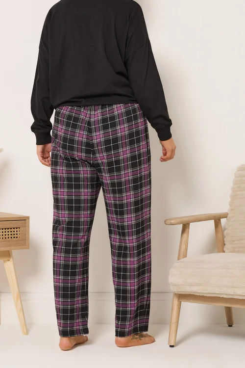 Yours Curve Black Check Wide Leg Pyjama Bottoms - Size 18-20 Image 4