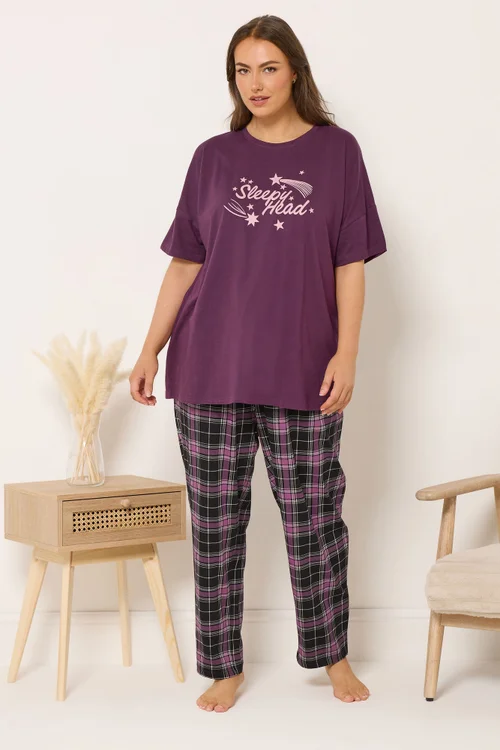 Yours Curve Black Check Wide Leg Pyjama Bottoms - Size 18-20 Image 3