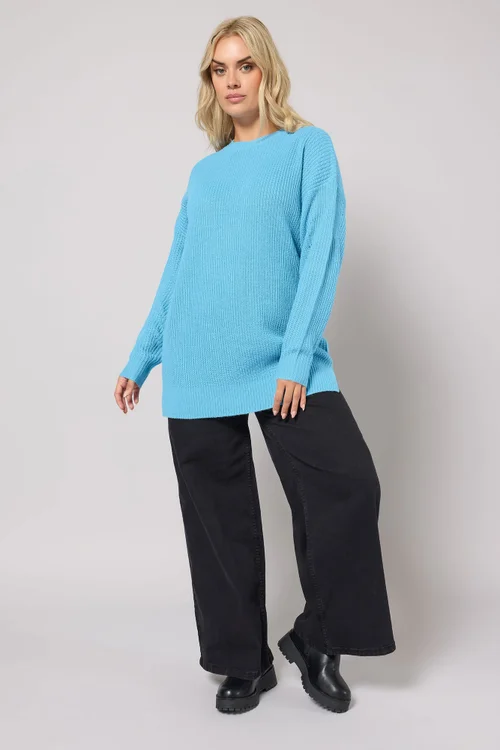 Yours Curve Light Blue Drop Shoulder Jumper - Size 30-32 Image 2
