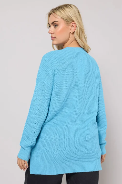 Yours Curve Light Blue Drop Shoulder Jumper - Size 30-32 Image 3