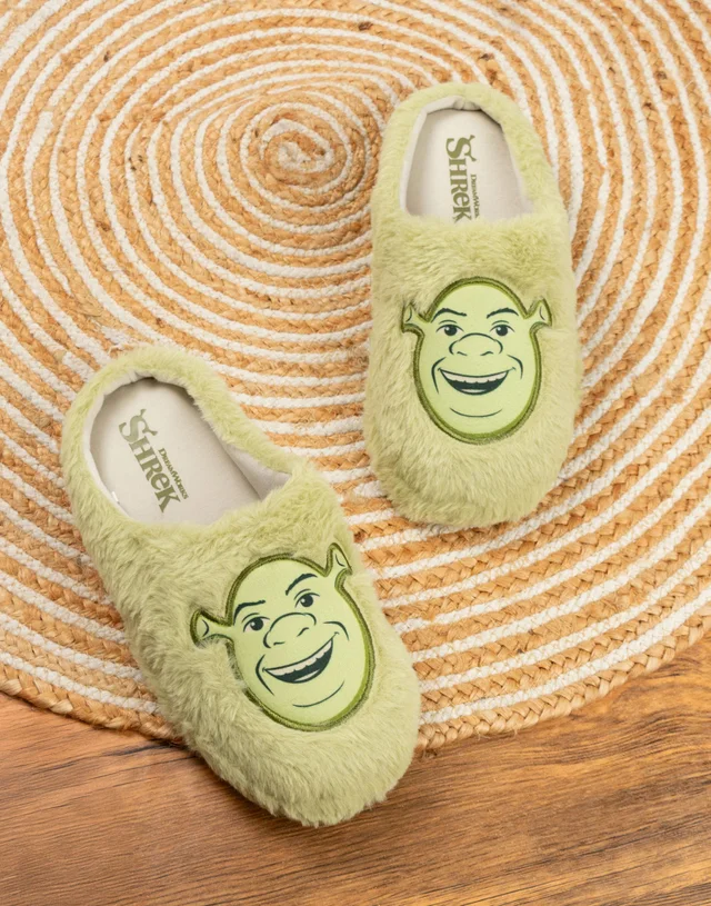 Vanilla Underground Shrek Unisex Green Character Face Mule Slippers (3-12 UK)