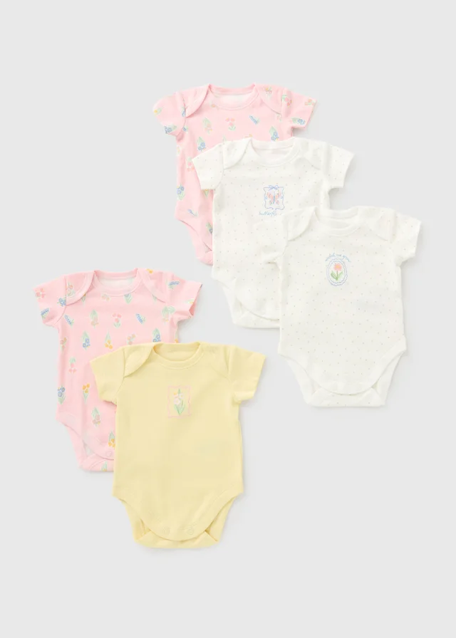 5 Pack Baby Multicolour Floral Bodysuits (Newborn-23mths)