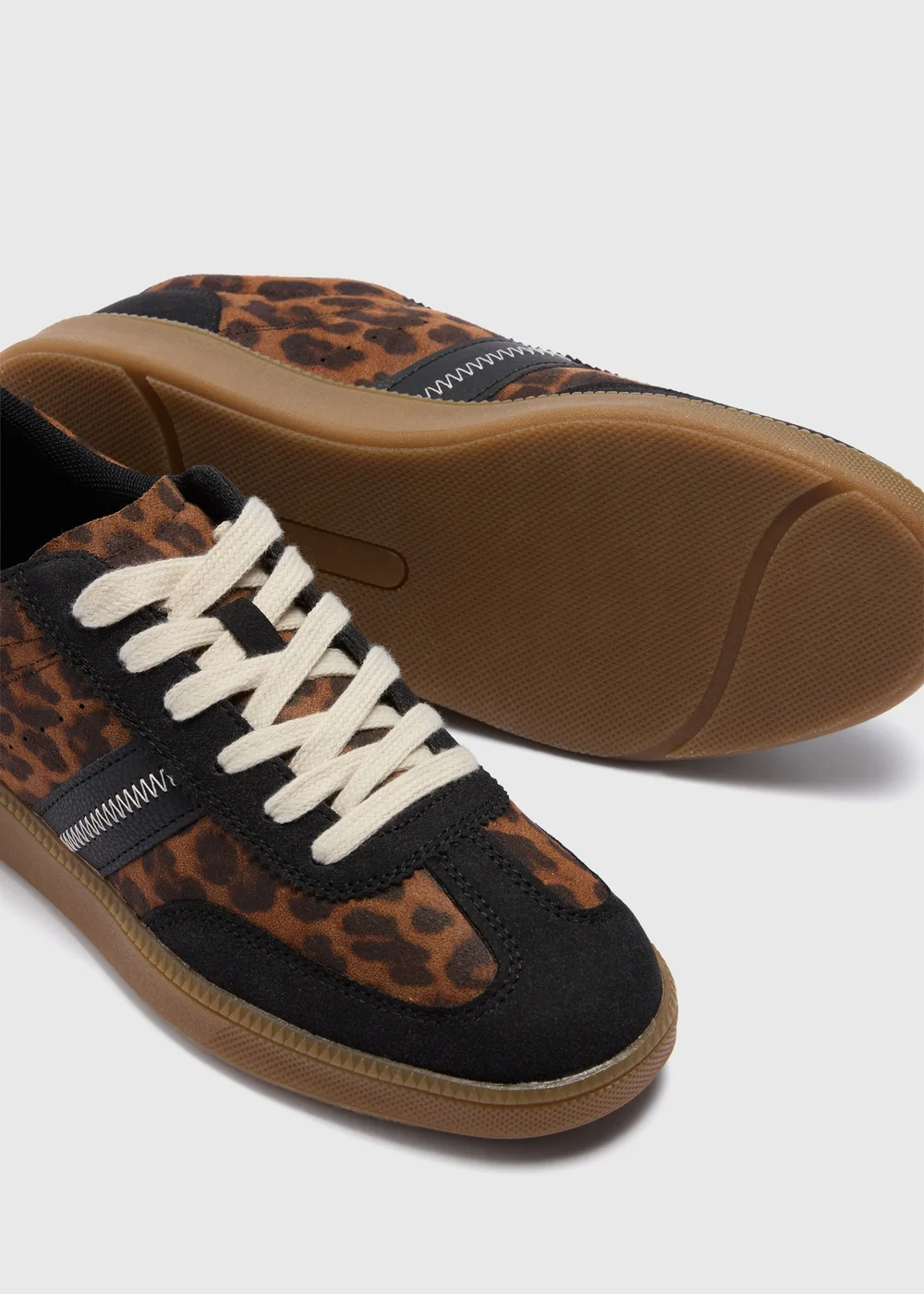 Brown Leopard Print Retro Trainers - 3 Image 2