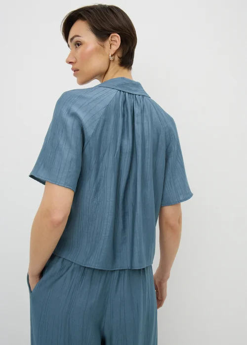 Papaya Petite Blue Crinkle Textured Co Ord Shirt - 12 Image 2