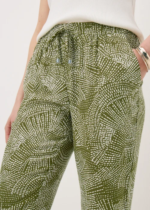 Olive Dash Print Tapered Trousers - 14 Image 3