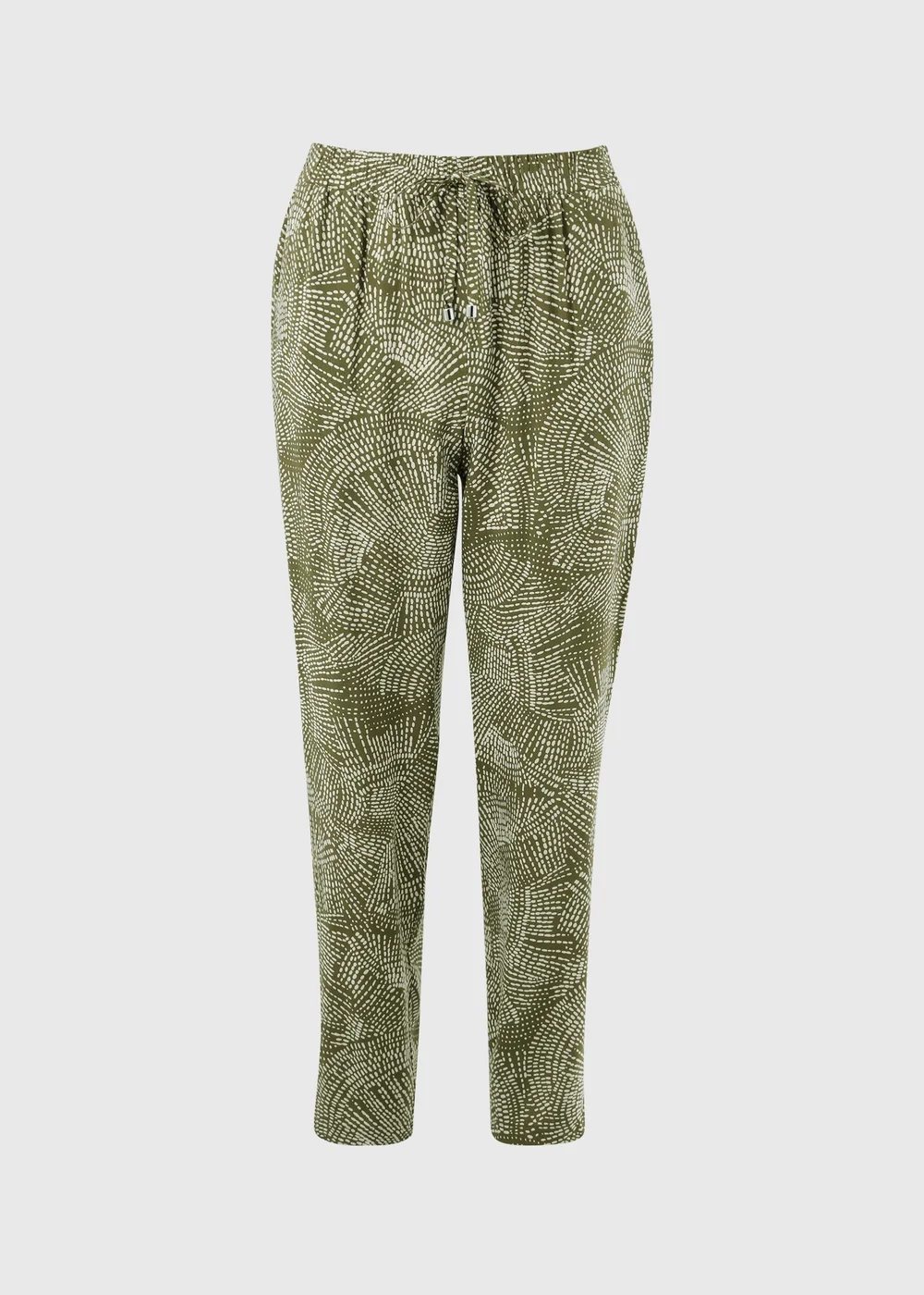 Olive Dash Print Tapered Trousers - 14 Image 4