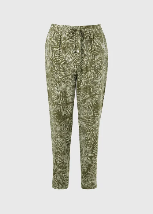 Olive Dash Print Tapered Trousers - 14 Image 4