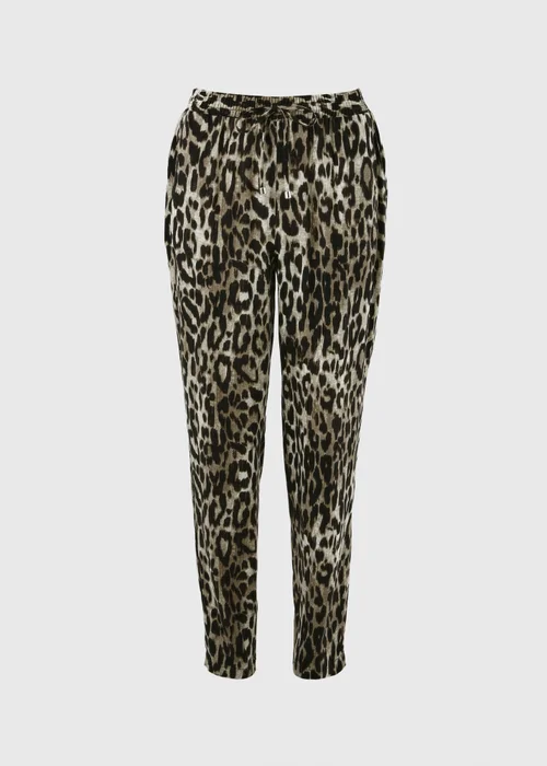 Brown Leopard Print Tapered Trousers - 10 Image 4